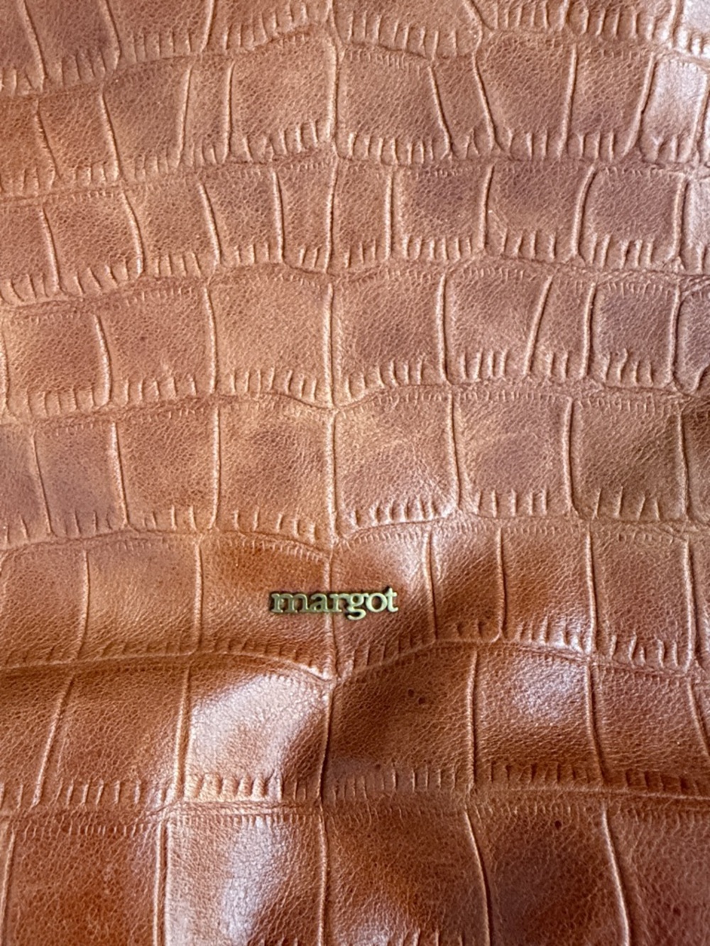 margot Croc-Embossed Burnt Orange Leather Tote - Picture 2 of 5